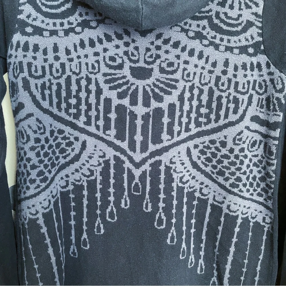 Prana Misha Hooded Zip Up Duster Sweater Jacket with Jaquard Pattern on …